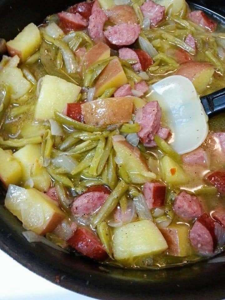 Crockpot Ham, Green Beans and Potatoes