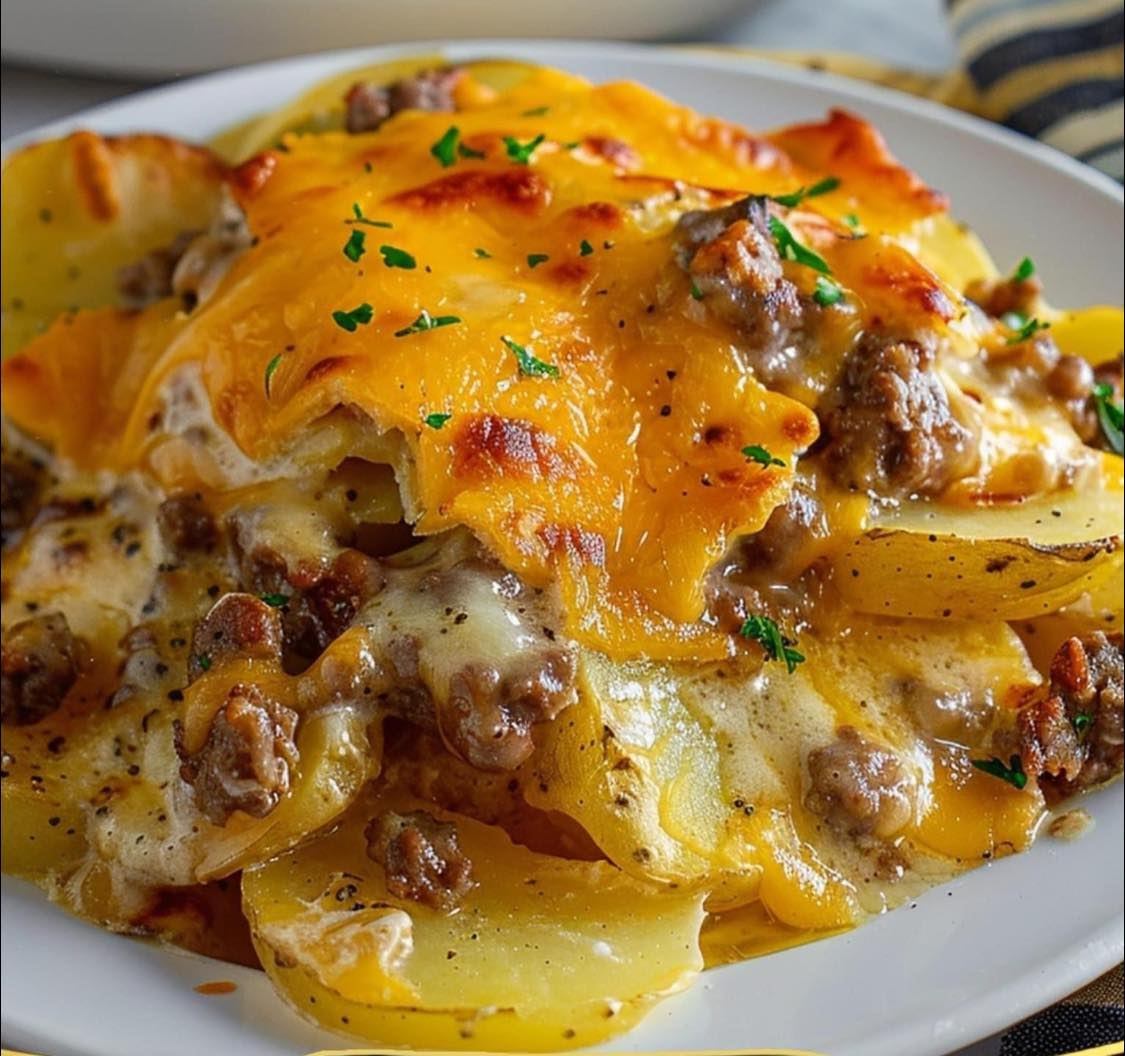 CHEESY HAMBURGER POTATO CASSEROLE