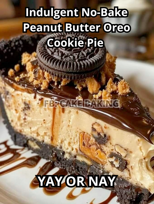 Indulgent No-Bake Peanut Butter Oreo Cookie Pie