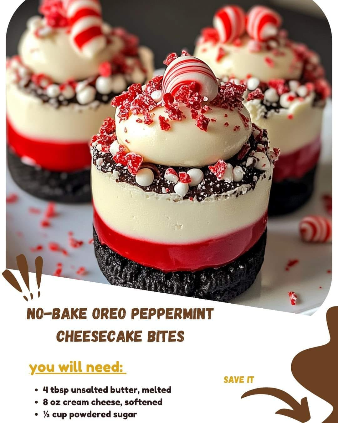 No-Bake Oreo Peppermint Cheesecake Bites