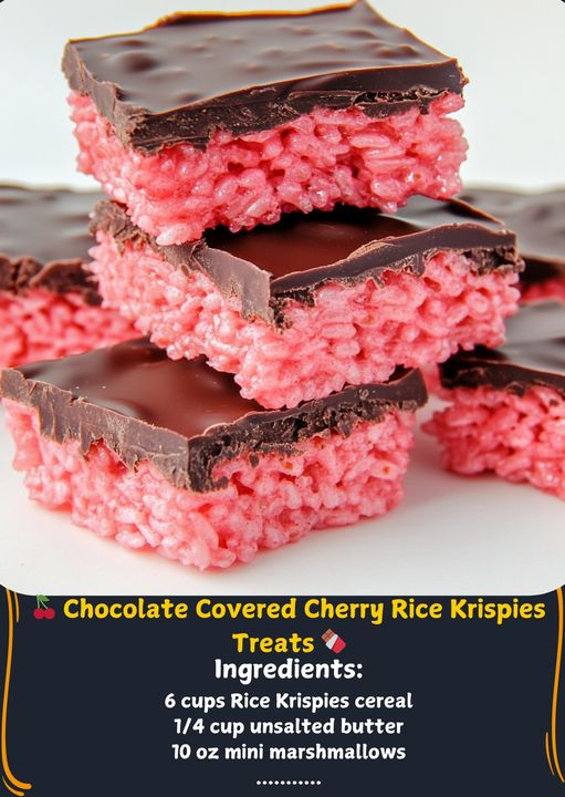 Chocolate Covered Cherry Rice Krispies Treats