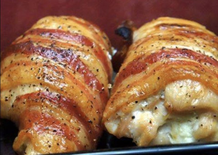 Bacon Wrapped Cream Cheese Stuffed Chicken Breast