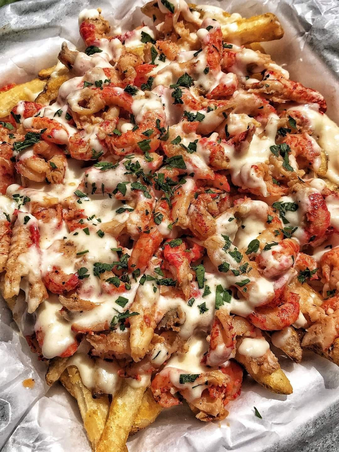 Crawfish Fries with Creamy Queso Sauce